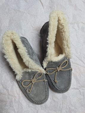 NEW WOMENS UGG ALENA NIGHTFALL GREY MOCCASIN SLIPPERS SIZE 8, Sheepskin